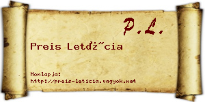 Preis Letícia névjegykártya